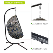 Patio Wicker Swing Hanging Egg Basket Chair with Soft Cushion / Outdoor Rattan Porch Swing Egg Chair